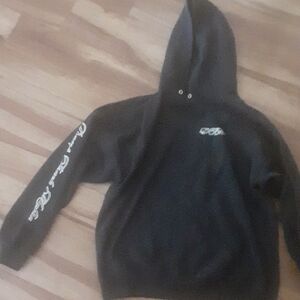 Jerzees Black Hoodie with White Accents